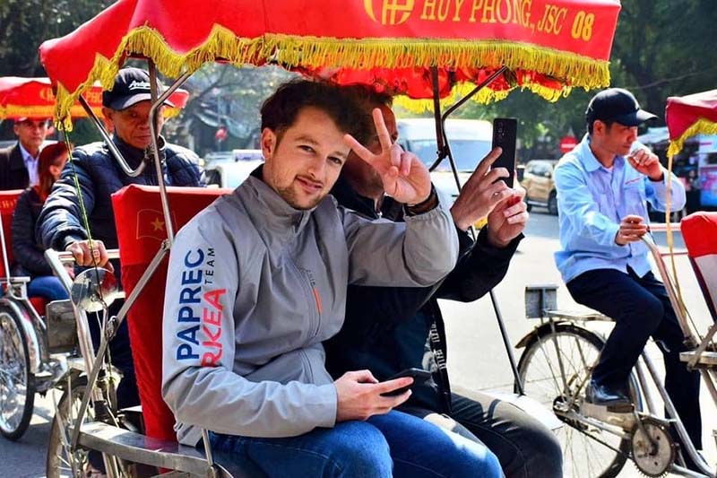 Riding on a cyclo in hanoi - experiences in vietnam